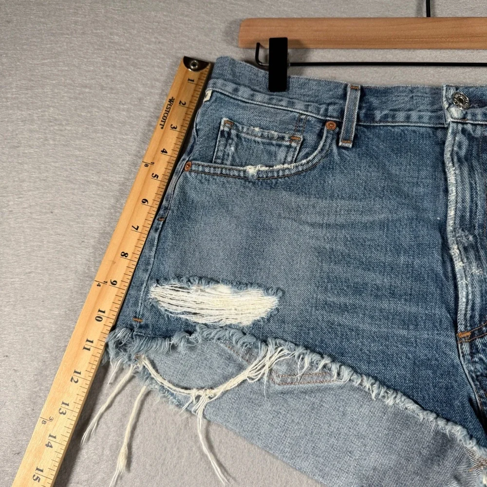 Citizens of Humanity Danielle Cut-Off Shorts Blue Distressed Denim 990D-837 32 - Picture 7 of 16